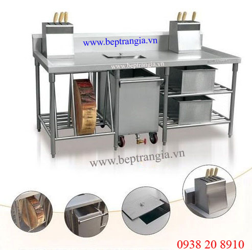 BÁN SƠ CHẾ CÓ 4 NGĂN KHÉO VÀ THÙNG RÁC BÊN TRONG